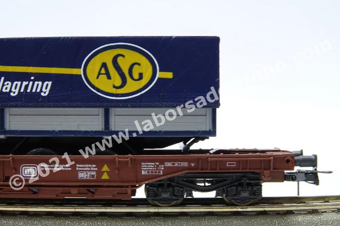 HO 1/87 WAGON ARTICULE KANGOUROU WASCOSA AVEC 2 CONTAINERS DB SCHENKER
