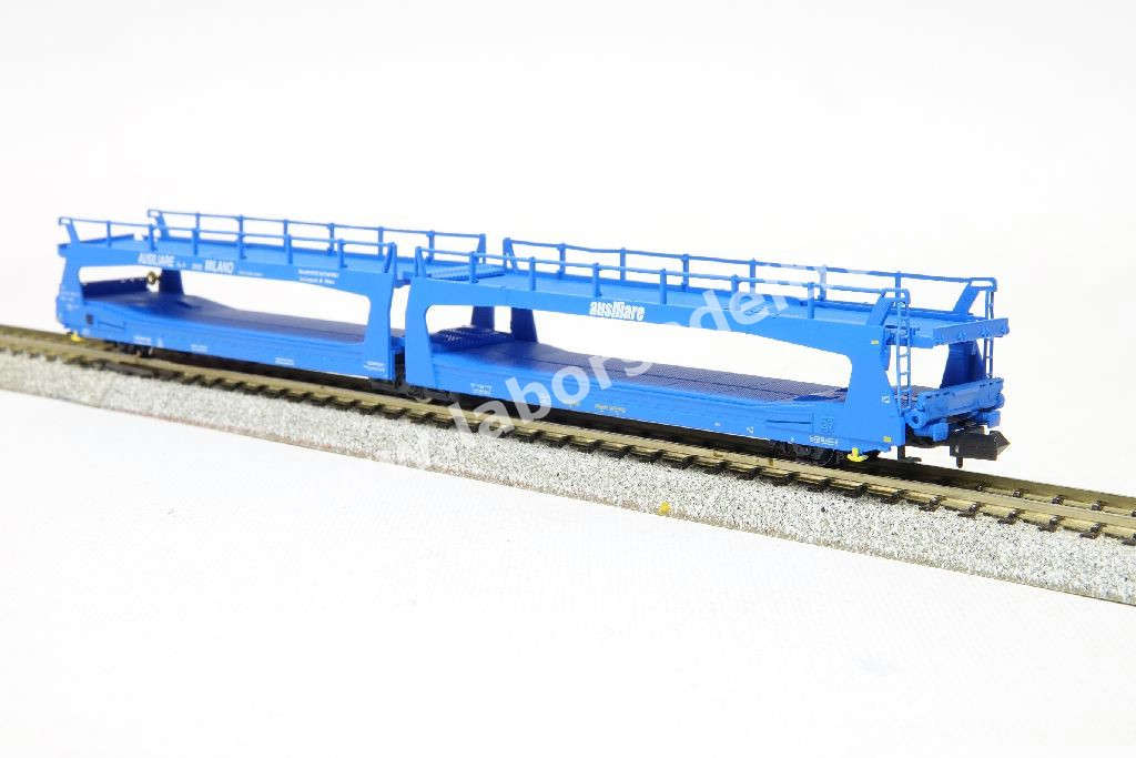 Camion Transporteur De Voitures RIVAROSSI HR6646 - Échelle HO 1:87 - Modèle Réduit Prépeint Bleu 'Mega Car Carrier' - Pour Réseau Ferroviaire