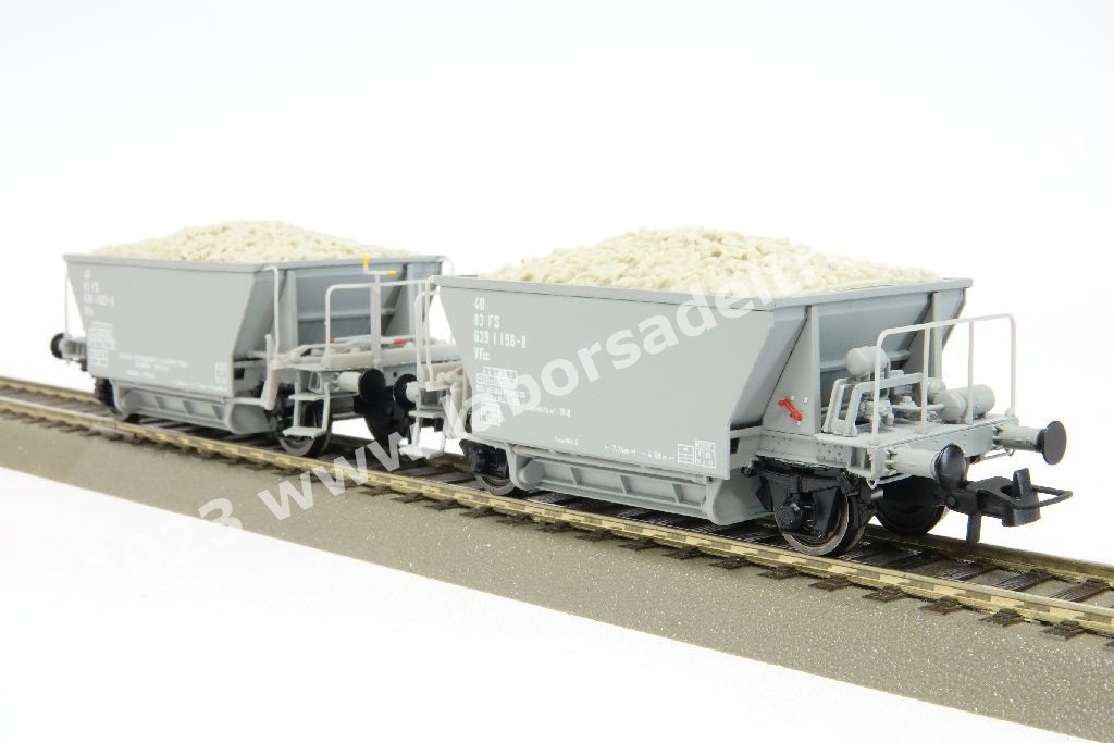 Set De 2 Wagons FS OS.KAR 4351 - Échelle HO 1:87, Livrée Gris Cendre, Époque IV (1970-1985)