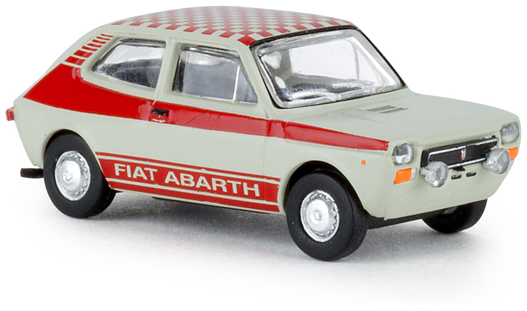 Brekina 22510 Auto Fiat 127 Abarth bianca/rossa con doppi fanali